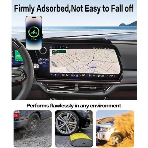 Car Phone Holder for Chevrolet Equinox EV 2024 2025 Accessories Apply to 17.7 Inch Touch Screen 15W Fast Wireless Charger Screen Fixed Clip Cell Phone Mount with Dashboard Storage Tray