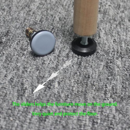 Furniture Leveler PTFE(Teflon) Bottom(28mm Base),Threaded Shank(1/4-20) Adjust Pads,Table/Chair/Cabinet/Sofa Medium Adjustable Legs Leveling,Nuts Installation and Floor Protection(8 Pack)