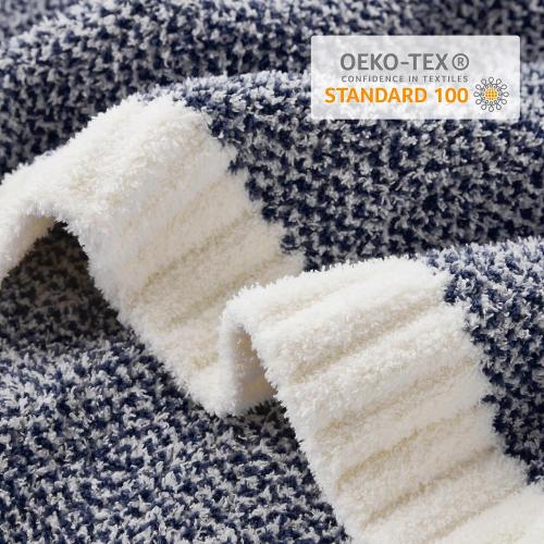 Snuggle Sac Heather Navy Throw Blanket for Couch, Super Soft Warm Microfiber Blankets Navy Blue, Cozy Knit Fuzzy Plush Lightweight Throws for Sofa, Bed, Heather Navy,50x60 inches