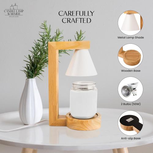 Candle Wax Warmer Lamp, Candle Warmer Lamp, Lamp Candle Warmer Electric, Candle Light Warmer, Gifts for Mom, Bedroom, Home Decor. Dimmable Candle Warmer Lamp with Timer and 2 50w Bulbs