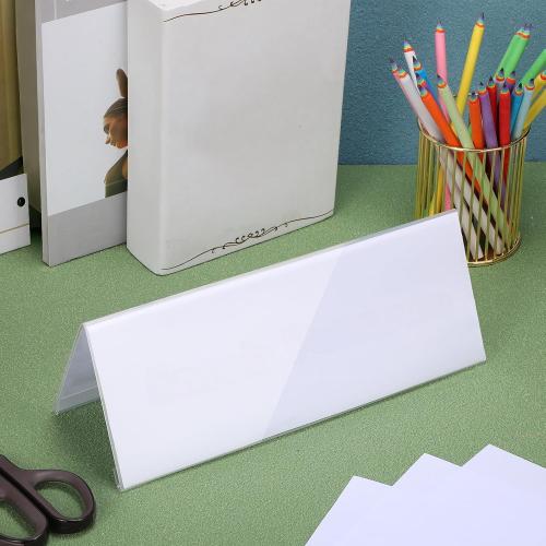 Vicenpal 15 Pieces Clear Plastic Name Tent Holders 11 x 4.25 Acrylic Name Plate for Desk PVC Card Tent Holder Desk Sign Frame for Table Office Business Conference Meeting Room School Display Stand