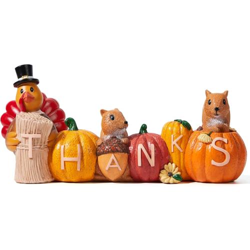 JOYIN Thanksgiving Pumpkin Turkey Tabletop Centerpiece Decor, Resin Turkey Figurines, Thanksgiving Decoration, Fall Harvest Tabletop, Indoor Kitchen, Party Supplies, Autumn Decor