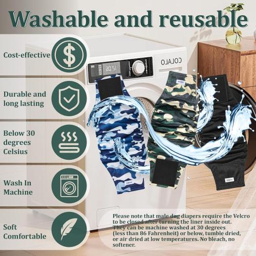 Size S Reusable Dog Diapers Male, Premium Washable Belly Bands for Male Dogs, Pack of 5, High Absorbing Small Male Dog Wraps for Doggie & Puppy in Incontinence or Excitable Urination and Training(S)