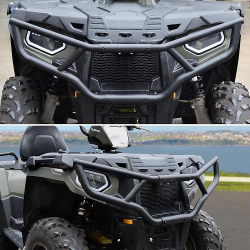 SAUTVS Front & Rear Brush Guard Bumper for Sportsman 450 570 14-20, Heavy-Duty Steel Front Rear Bumper Protector for Polaris Sportsman 450 570 Touring 2014-2020 Accessories, Replace# 2879714, 2879715