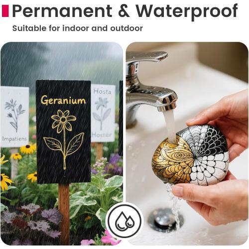 Permanent Oil Based Paint Markers: 4 Colors Waterproof Permanent Paint Pens for Metal, Rock, Wood Craft, Plastic, Fabric, Diy Christmas Gift, Engineer Detail Work, Fine Point Oil Based Marker