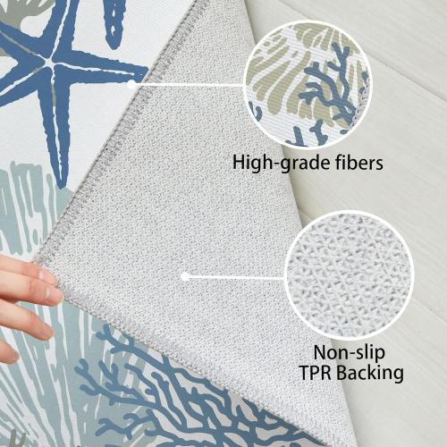 Tritard Coastal Area Rugs Nautical Beach Themed Non-Slip Machine Washable Rugs Modern Floor Carpet for Living Room Bedroom, 6x9, Blue