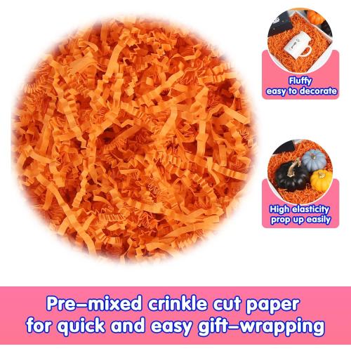 LOMIMOS 250g/8.8oz Halloween Orange Raffia Paper Confetti Shred,for Thanksgiving Day Gift Wrapping Craft DIY Packaging Filling Party Decoration