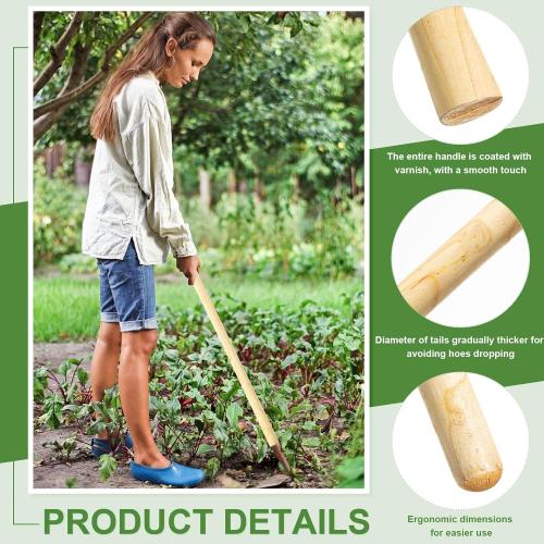 Lasnten 2 Pcs Solid Wood Replacement Handle for Round Eye Hoe 54 in Grub Hoe Handle 1.38-1.77 in Head for Garden Shovel Digging Spading Fork Rake Gardening Tool