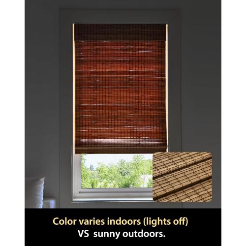 Cordless Bamboo Roman Shades for Windows, Blinds Size (20 W ×64 H) Colour (Highfield Teak)