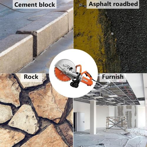 14-Inch Electric Concrete Saw 3000W, 110V Cut-Off Saw with Diamond Blade, 4.8 Max Cutting Depth, Heavy-Duty Cement Grinder for Asphalt, Brick, Stone