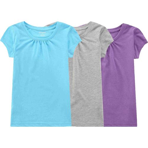 size 10/12- Bienzoe Girls Short Sleeve T-Shirt: Kids Aged ,Cute Crewneck Tee 3pcs Pack - Breathable Tops for Beach Trip Outdoor Play