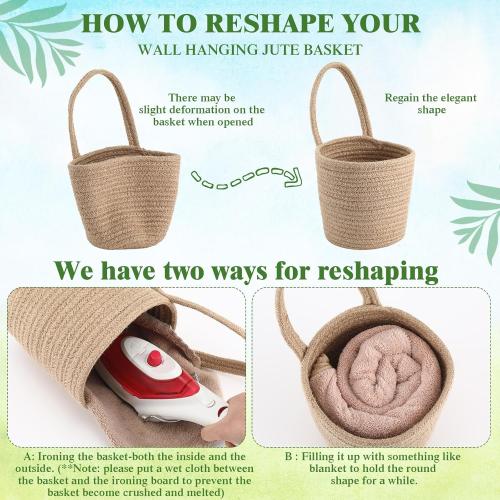 3 Pack Wall Baskets for Plants Hanging Rope Basket with Artificial Plants Woven Farmhouse Jute Storage Organizer Rustic Wall Boho Basket Decor for Porch Living Room(Green Eucalyptus Style,10 Pcs)