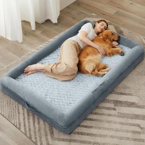 WNPETHOME Human Dog Bed for Adult, Washable Dog Couch with Removable Waterproof Cover, Orthopedic Large Pet Sofa Bed with Bolster Sides for Sleeping
