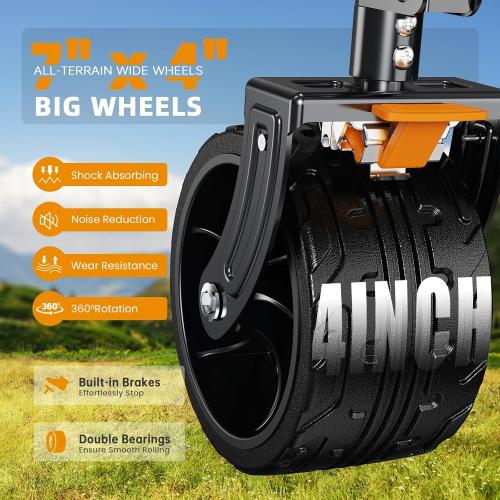 Black Foldable 50''L Extra Long Double Decker Wagon for Sport, 400L Collapsible Heavy Duty Wagon Cart with Big Wheels, Utility All-Terrain Large Extender Cart for Outdoors