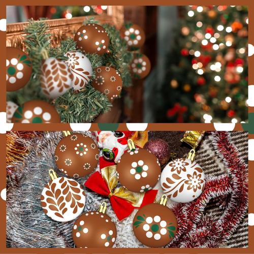 24 Pcs 2.36 Inch Mexican Christmas Ball Ornaments Platos De Barro Mexicanos Barro Decor Tree Hanging Ornaments Plastic Christmas Balls Decor for Xmas Trees Holiday Party Favors Home