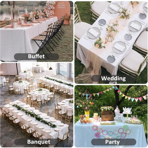 Pack of White Table Cloths Rectangular Tablecloths for 6 Foot Rectangle Tables, Wrinkle Resistant White Tablecloth Washable Polyester Fabric Table Covers for Party Wedding Banquet