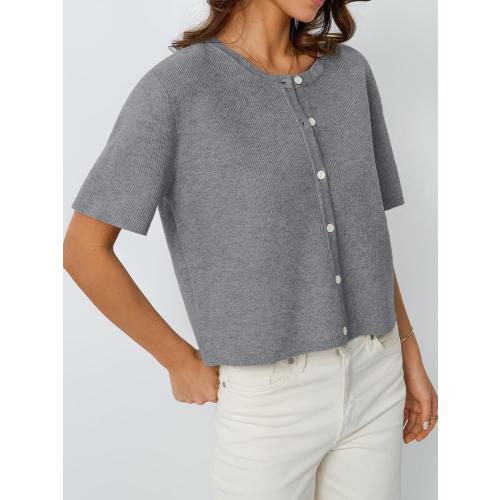 LILLUSORY Short Sleeve Cardigan Sweaters for Women 2025 Summer Cropped Button Up Sweater Tops Casual Shirt Y2K Outfits