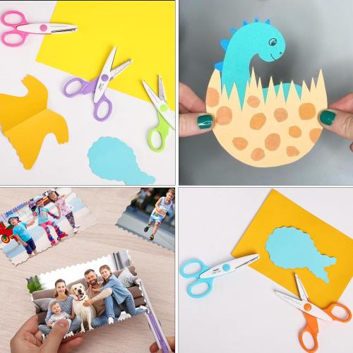 Mr. Pen Craft Scissors - Decorative Edge, 6 Pack, White & Vibrant Color, Zig Zag & Pattern Scissors for Crafting & Scrapbooking