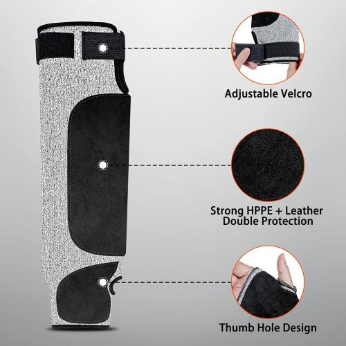 MIG4U Cut Resistant Sleeves with Leather Patches, Arm Safety Protection for Men and Women Thin Skin, Anti Puncture Level 5 Protective Arm Sleeve in Gardening, Farm, Welding, 18''