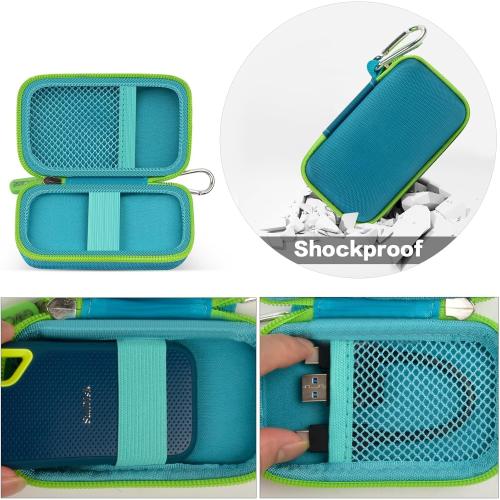 Box only Color Blue and green Hard Case Compatible with SanDisk 1TB 2TB 4TB 500GB 8TB Extreme Portable SSD - Up to 1050MB/s - USB-C, USB 3.2 Gen 2 External Solid State Hard Drive Storage Holder for Cables-Green (Box Only)
