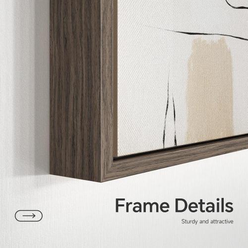 Framed Large Boho Neutral Abstract Wall Art for Living Room, Black Beige Sun and Moon Paintings Prints for Hallway Office, Set of 3 Piece Modern Minimalist Canvas Artwork Pictures 24x36 Inch