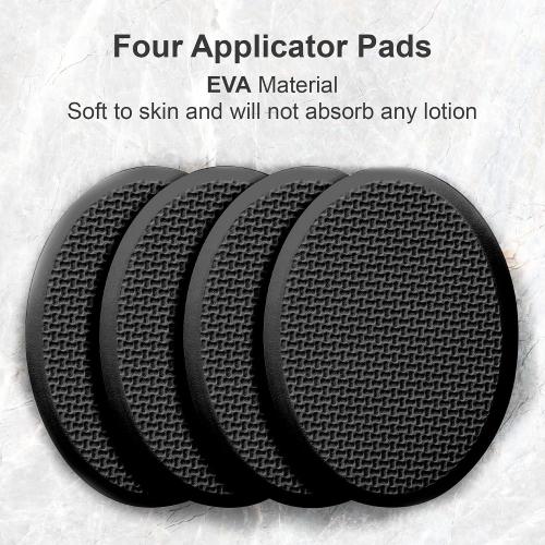 AmazerBath Lotion Applicator for Back, Feet, 4 Replacement Pads with 17 Curved Handle, Back Sunscreen Applicator for Kids, Elderly, Women, Apply Skin Cream Medicine Moisturizer Tanner, Black