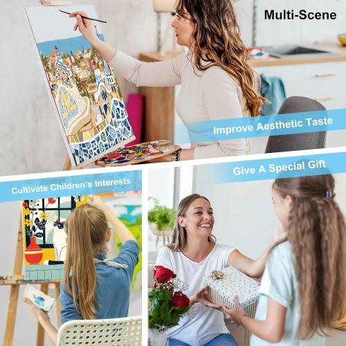6 Pack Paint by Numbers Kit for Adults Beginners - 10x14 Inch National Park Adult Paint by Number Kits on Canvas, DIY Acrylic Oil Number Painting Kits for Adults, Perfect for Gift Home Decor
