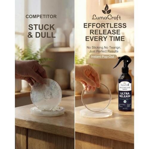 LumaCraft Mold Release Spray for Silicone Molds, Professional Release Agent for Epoxy Resin, Candle Wax, Plaster, Fast-Drying Ultra-Fine Mist, Water Washable, No Oily Residue Odorless Formula - 8oz