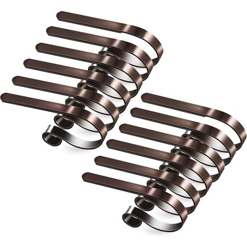 Loncaster Christmas Stocking Holders for Mantle Set of 12, Non-Slip Adjustable Stocking Holders, Stocking Hanger for Christmas Party Decorations(Bronze)