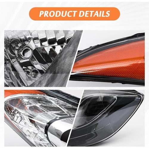 Chrome Headlights Headlamps Assembly w/Bulbs Compatible with 2011-2013 Hyundai Elantra US Built 92101-3Y000, 92102-3Y000 Direct Replacement