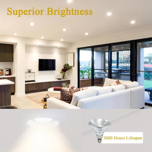 PAR38 Halogen Flood Light Bulbs 4 Pcs, 90W Equivalent, 120V, E26 Base, 2700K Warm White Light for Indoor and Outdoor