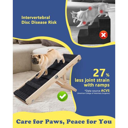 Small Dog Ramp for Bed Couch Car Folding Portable Pet Ramp for Cats Adjustable Height 21, Up to 35 lbs