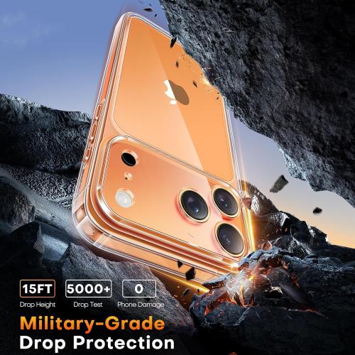 TAURI for iPhone 17 Pro Max Case, Full Camera Protection with Screen Protector, Anti-Yellowing Military-Grade Protection Shockproof Slim Phone Case for iPhone 17 Pro Max Phone Case, Clear