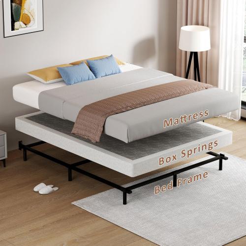 King Size Box Springs - 5 Inch Low Profile Mattress Foundation No Noise Heavy Duty Metal Basics Bed Base with Clean Fabric Cover, Easy Assembly