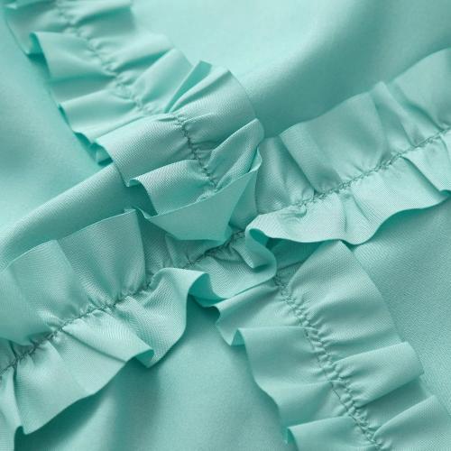 Aqua Ruffle Diamond Fabric Shower Curtain for Bathroom | Farmhouse Rustic Style 72’’x72’’