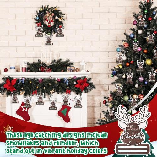 Jenaai 24 Pcs Christmas Money Holder for Cash Gift Reindeer Money Holder Ornament Bulk Wooden Christmas Tree Gift Cash Hanging Ornament Here are a Few Bucks for Xmas Party Stocking Stuffers Gifts