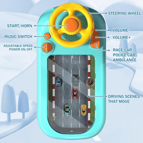 Car Racing Adventure Toy with Steering Wheel, Racing Adventure Car Steering Wheel Driving Games for Age 3  Year Old with Musical for Boys and Girls Xmas Birthday Gift