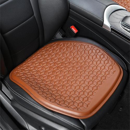 Thin Gel Seat Cushion for Car Seat, Office Chair, Wheelchair, Golf Cart - Non-Slip Car Seat Cushions with 0.7 Inch Gel - Sciatica & Coccyx Pain Relief (Leather, Brown)
