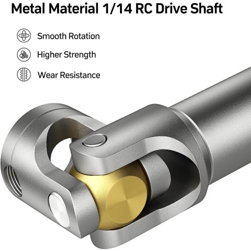 1/14 RC Driveshafts 1Pcs Metal Alloy Silver 1/14 Drive Shaft Compatible with 1/14 Tamiya Trailer Tractor Truck RC Crawler Car (47-57mm)