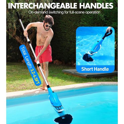 KlrSwp Cordless Pool Vacuum for Above Ground Pool, Magnetic Charging Handheld Pool Vacuum Cleaner, Anti-backflow Design Spa Vacuum for Hot Tub with Telescopic Pole | 18.5GPM Suction, 80-Min Runtime
