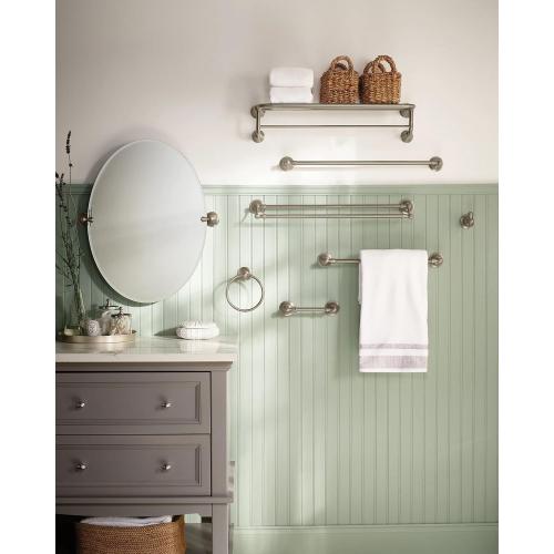 Moen Sage Collection Spot Resist Brushed Nickel 24-Inch Double Bathroom Towel Bar, Wall Mounted Bath Hanger with Two Rods, DN6822BN