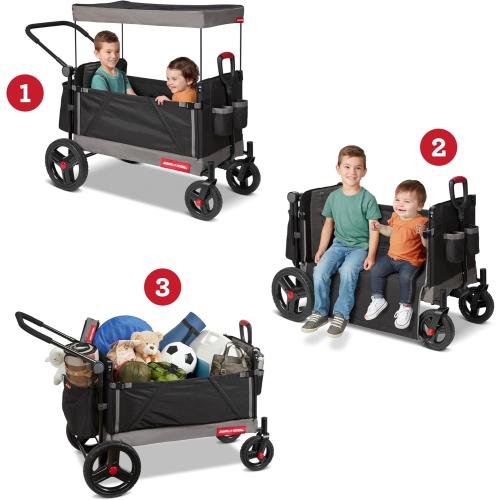 Radio Flyer Wagon for Kids, Baby Stroller, Outside Toys for Toddlers 1-3, Rolling Cart, Beach Cart with Wheels, Trav'ler Stroller Wagon with Protective Cover, for Ages 1  Years