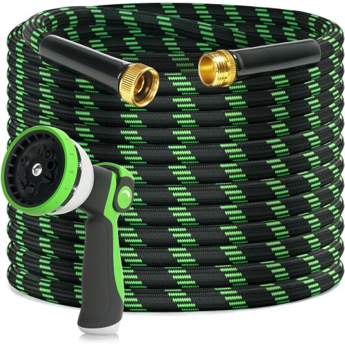 Garden Hose 75ft Flexible Non-Expandable Water Hose Ultra Lightweight Kink-Free Leak-Proof Durable & Abrasion-Resistant with 3/4 Brass Fittings for Patio Yard RV and Outdoor Use