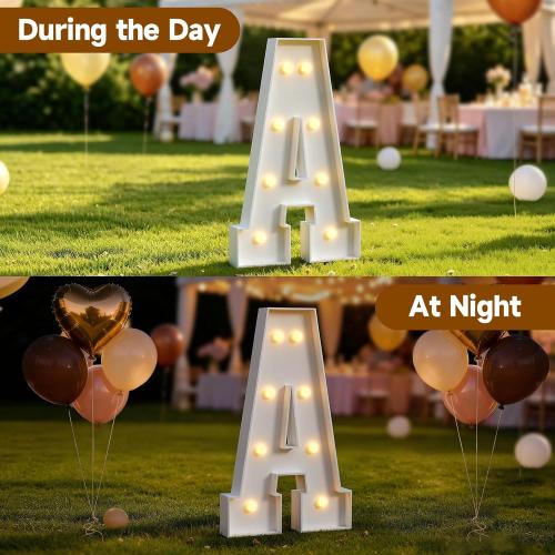 Marquee Letters 3 Feet Tall, Large Light Up Letters & Baby Showers | Big Letters With Light, Large Anniversary Party Decor, Big Signs, Assembly Required, Foam Board 22 Pcs Accessory Set