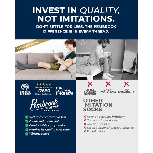 Pembrook Light Cotton Compression Socks for Men & Women - 3 Pairs | 8-15 mmHg Light Compression Socks for Men, Comfort and Support