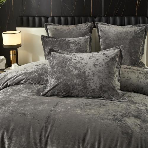 Ivellow Crushed Velvet Comforter Set King, Lightweight Comforter Set, 5pcs Ultra Soft Breathable Grey Comforter Set, Luxury Cozy Flannel Comforter King Size (1 Comforter,2 Pillow Shams, 2 Euro Shams)
