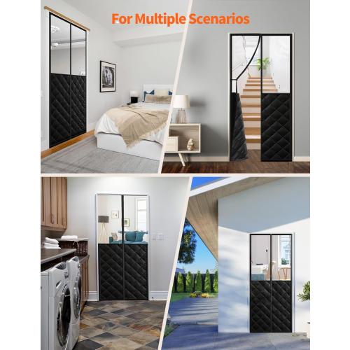 Magnetic Thermal Insulated Door Curtain for 36x 96 Doors, Visible Door Cover for Heat Insulation, Magnetic Closure Thick Blanket for Doorway to Keep Warm in Winter Cool in Summer