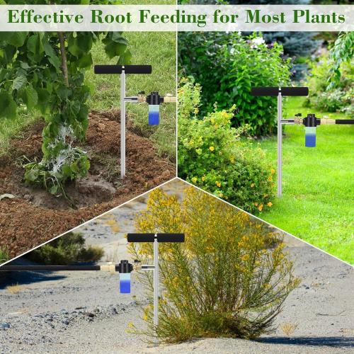 Tree Watering Spike,  Deep Root Watering Tool for Trees with Fertilizer Bottle, Stainless Steel Root Feeder for Garden, Orchard& Shrubs, Tree Irrigation System with Brass Valve|T-Handle