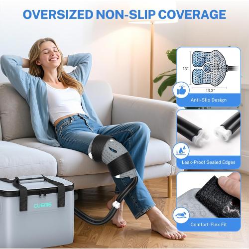CUEME Ice Machine for Knee After Surgery, Programmable Timer Cold Therapy Machine, Knee Replacement Recovery System, Cryotherapy Pain Relief Pad for Shoulder, Hip, Ankle & Foot
