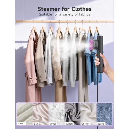 Steamer for Clothes,1200W Powerful Portable Steamer Iron,15s Fast Heat-up,100ml Tank,20 Min Continuous Steam, Wrinkle Remover for Travel, Home, Office(Purple)